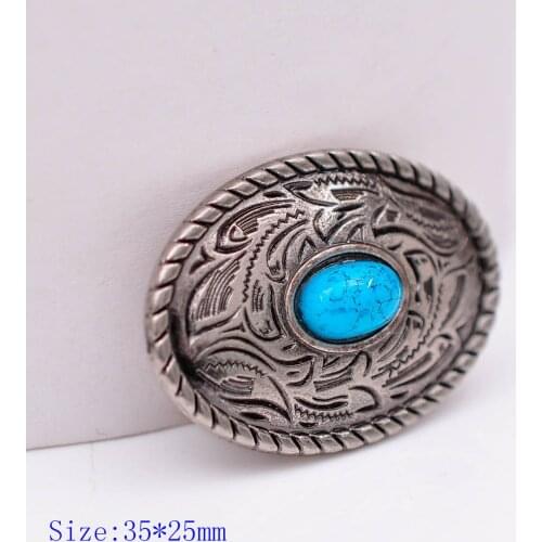 10X 35X25MM Western Antique Sliver Light Blue Turquoise Engraved Saddle Tack Belt Prairie Dust Oval Conchos