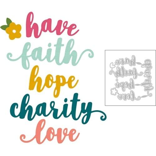 2020 New Have Faith Hope Charity Love Sentiment Word Metal Cutting Dies For DIY Greeting Card Paper Scrapbooking Making No Stamp
