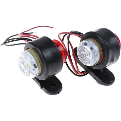 2Pcs10-30V Car Truck Trailer LED Side Marker Light White Red Turn Signal Light
