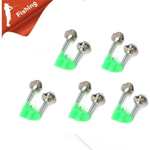 5PCS Fishing Bite Alarms Fishing Rod Bell Rod Clamp Tip Clip Bells Ring Green ABS Fishing Accessory Outdoor Metal