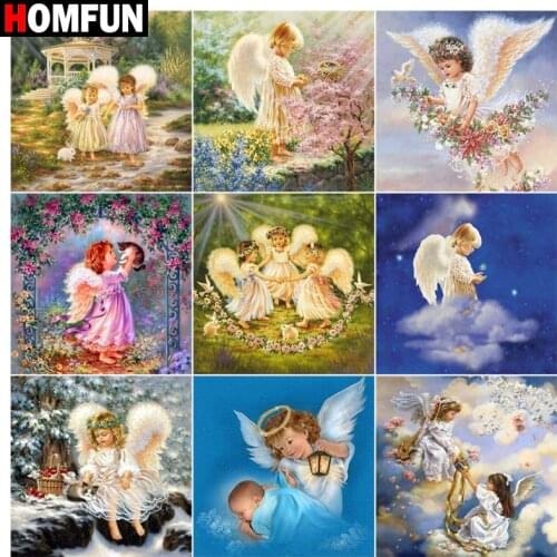 HOMFUN Full Square/Round Drill 5D DIY Diamond Painting "Angel garden girl" 3D Embroidery Cross Stitch 5D Home Decor Gift