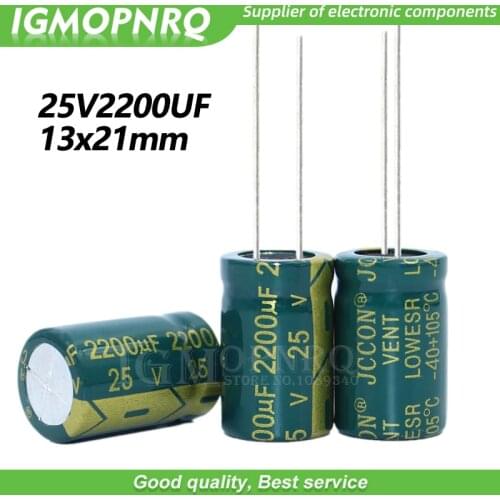 10PCS 25V2200UF 13*21mm igmopnrq Aluminum electrolytic capacitor high frequent low impedance 13x21mm