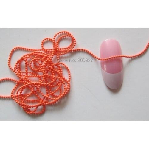 MDA-07 1M Orange 1.0MM Tiny Beads Without Facets Chain Shape Metal Nail Decoration