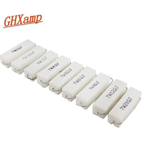 Ghxamp 7W Cement Resistor Speaker Crossover Ceramic Resistance Horizontal Lead 1Ohm 3Ohm 8Ohm 10Ohm For Audio Amplifier Parts