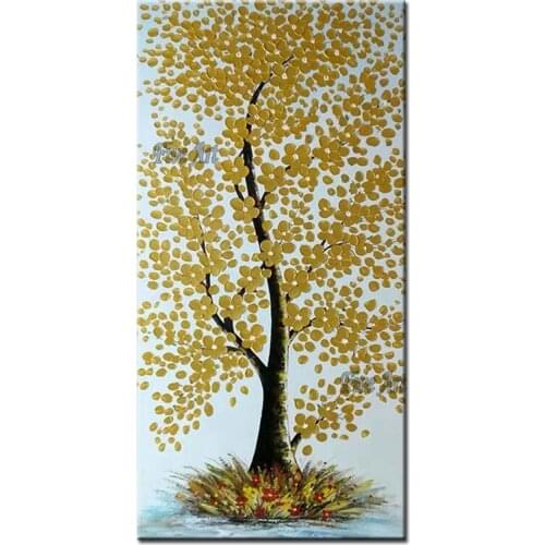 Living Room Decoration Heavy Gold Acrylic Texture Tree Painting Picture Art Hand-painted Unframed Canvas Oil Painting Wall Art