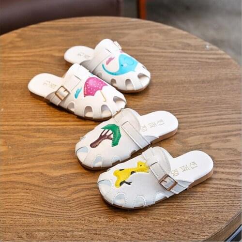Childrens Slippers Girl Sandals 2021 Summer New Cute Cartoon Animal Sandals Girls Soft Leather Sandals Kids Slippers Baby Shoes
