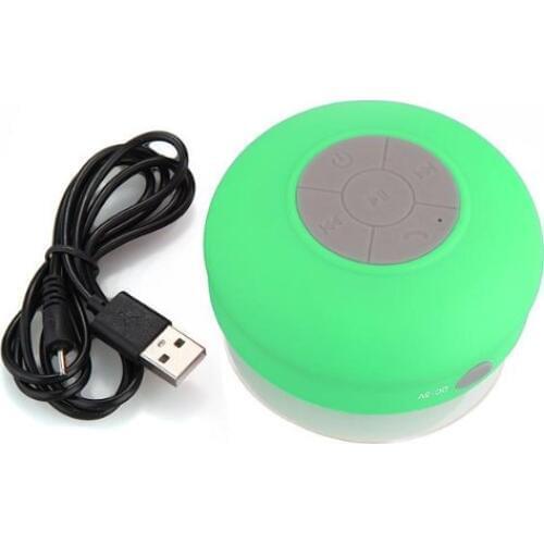 EDT-Waterproof Mini Handsfree Speaker jukeboxes Bluetooth USB 2.5 mm Microphone for Mobile with Suction Cup - Green