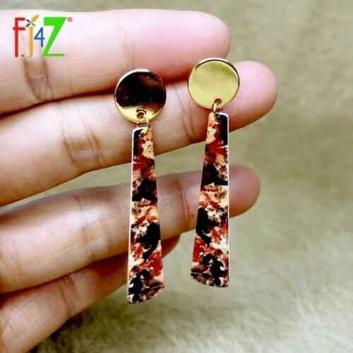 F.J4Z 2021 Minimalist Earrings for Women Trend Design Printing Alloy Geometric Drop Earring Personality lady Jewelry
