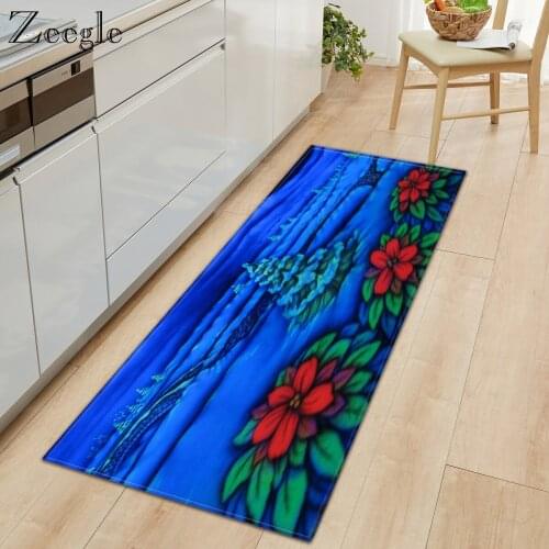 Zeegle Carpet Kitchen Rug Anti-slip Bathroom Doormat Hallway Carpet Absorbent Living Room Rug Polyester Soft Bedroom Carpet Mat