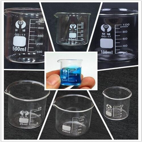 5ml,10ml,50ml,100ml Beaker Chemistry Laboratory Measuring Glass Pyrex Beaker Lab Borosilicate Glassware 1pc Chemistry