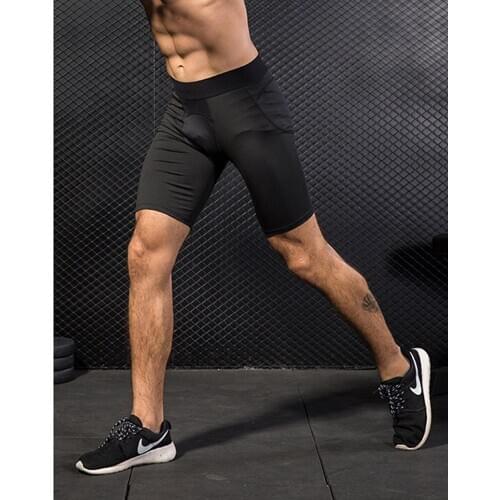 Workout Leggings For Mens Pro Tight Shorts Sports Training Fitness Running Mesh Stitching Quick-Drying Stretch Shorts
