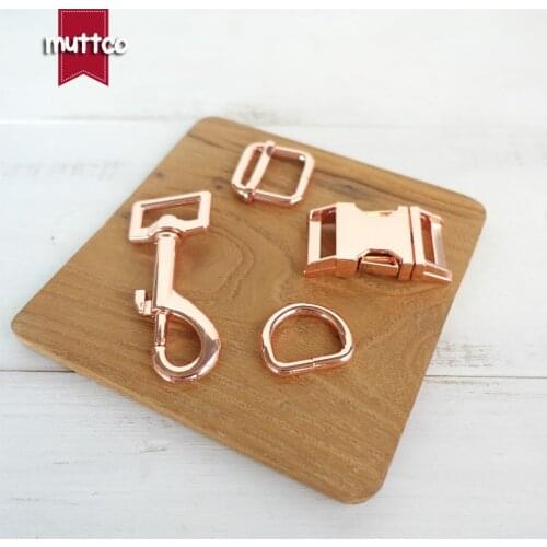 Metal buckle+adjust buckle+D ring+metal dog clasp/set) Retailing rose golden 20mm metal DIY dog puppy collar leash accessory