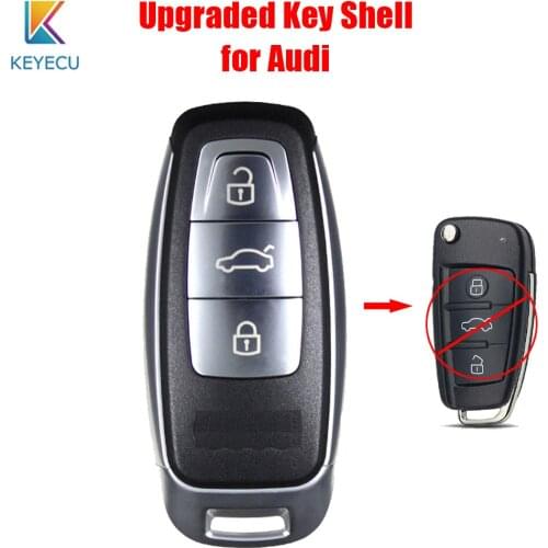 Keyecu Upgraded Remote Key Shell Case Cover 3 Buttons for Audi A3 A4 A6 A8 Q2 Q3 Q5 Q7 R3 RS3 RS5 TT