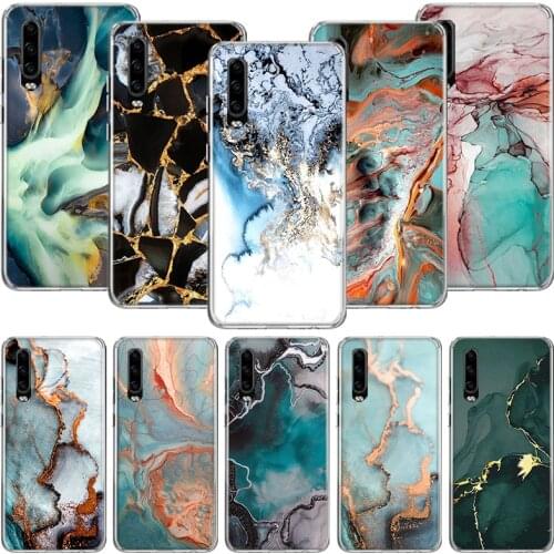 Fashion Geometric Marble Phone Case For Huawei P30 P40 P20 P10 Mate 20 10 30 Lite Pro P Smart Z Plus Printing Cover Coque Shell