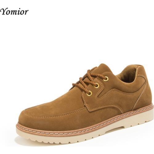 Yomior New Men Casual Shoes Leather Breathable Luxury Brand Flat Shoes for Man Fashion Oxfords Sneakers Outdoor Hombre Footwear