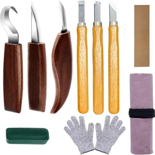9/10Pcs/Set Woodworking Wood Carving Kit Set Hand Carving Chisel Knife Sharp-Edged DIY Wood Gouge Chisel Carpenter Tools