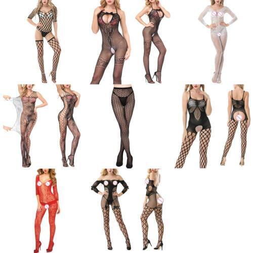 Sexy Lingerie Woman Fishnet Bodystockings Erotic Lingerie Crotchless Babydoll Hot Sex Costumes Open Crotch Full Body Pantyhose