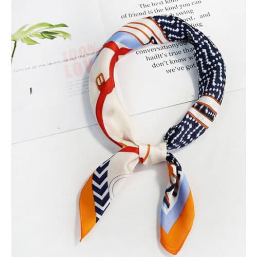 New Print Kerchief Brand Design Silk Hijab Scarf Women Luxury Office Lady Bandana Female Square Foulard Wrap and Shawl