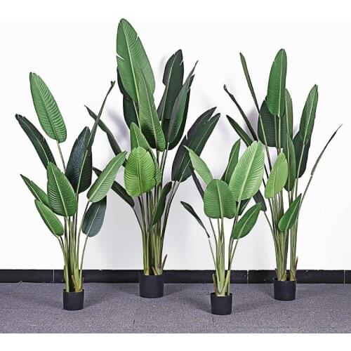 Plantain banana simulation tree false bird of paradise garden large leaf indoor living room green plant plants faux plant wall
