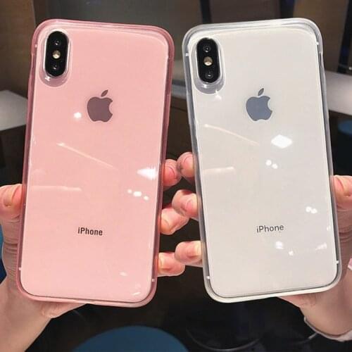 Transparent Shockproof Silicone Phone Case For iPhone 12 11 Pro X XR XS Max 8 7 Plus Clear Solid Color Soft TPU Back Cover