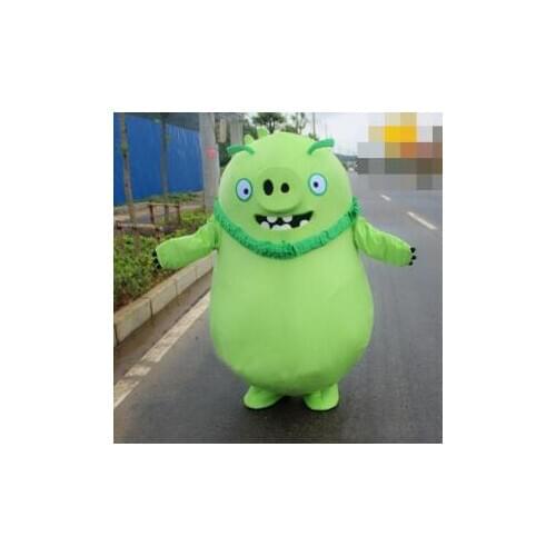 Bird bad pigs Green Belly pig Mascot Costume Christmas Fancy Dress Halloween Mascot Costume Free Ship