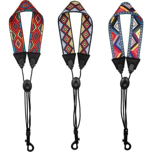 Saxophone Neck Strap Soft Padded Rainbow Braided Pattern for Alto Baritone Soprano Sax N58B
