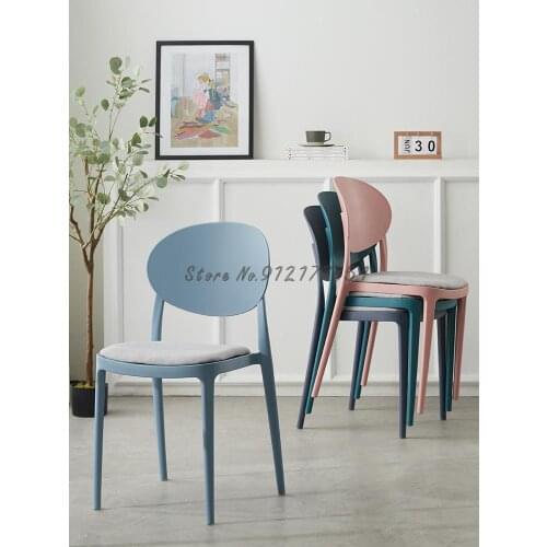 Nordic Plastic Chair Home Dining Chair Adult Thicken Stool Back Chair Modern Simple Net Red Leisure Desk Chair