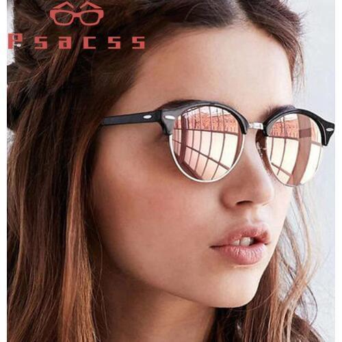 Psacss 2019 Vintage Polarized Sunglasses Women Men Retro Rivet Round Brand Designer Mirror Driving Sun Glasses Female Male UV400
