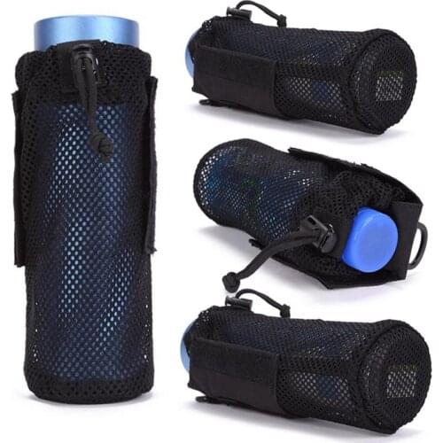 Tactical Molle Water Bottle Pouch Holder Adjustable Foldable Kettle Bag with Top Drawstring & Mesh Bottom Canteen Cover Pouch