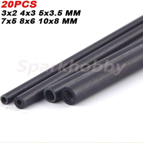 20PCS Sparkhobby Diameter 3x2 4x3 5x3.5 7x5 8x6 10x8MM Carbon Fiber Tube Length 0.5m/500mm for RC Model Airplane Diy Quadcopter