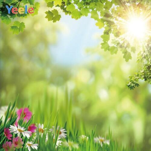 Spring Tree Grass Forest Green Screen Backdrop Baby Shower Kids Birthday Party Portrait Photography Background For Photo Studio