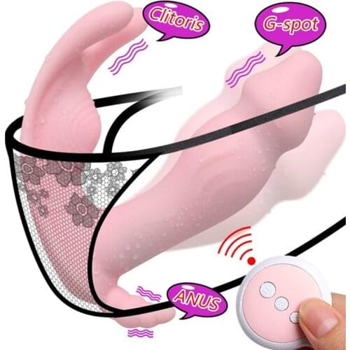 Wearable Butterfly Vibrator Clitoris Stimulator Dildo Anal Plug Vibrator Masturbation Device Sex Toy Adult Products