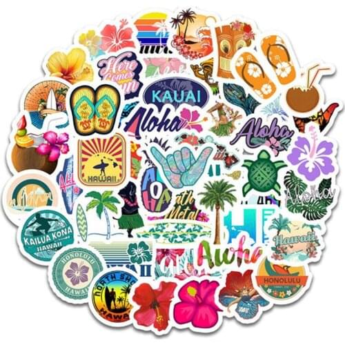 10/30/50PCS Cartoon Hawaii Vacation Diary Waterproof Graffiti Suitcase Skateboard Guitar Toy Decoration Sticker Wholesale