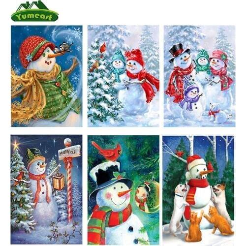 YUMEART Diamond Embroidery 5D DIY Diamond Painting Christmas Snowman Diamond Painting Cross Stitch Rhinestone Mosaic Gift