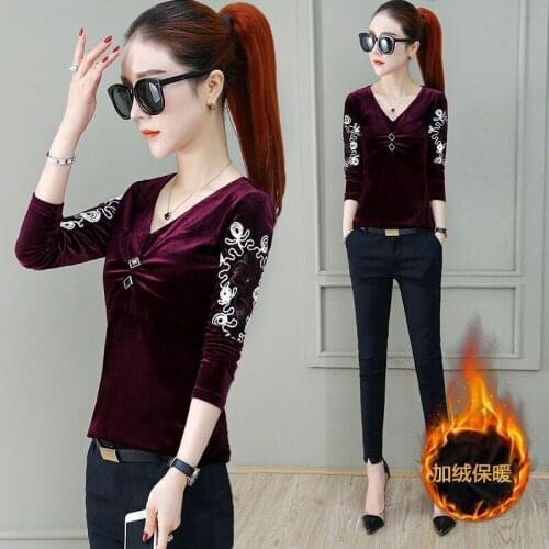 Woman Tshirts T-shirt Womens Short V-neck Long Sleeve Spring and Autumn Top Clothes Ropa Mujer Camisetas