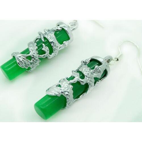 Wholesale 925 Sterling Earrings Gift Womens Malay gem Elegant Unique Green gem Earring for women jewelry