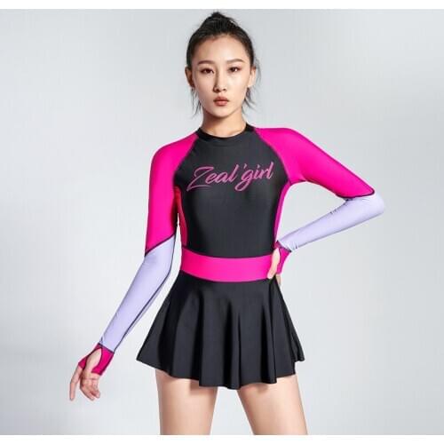 2020 Bodysuit Rashguard Women Swimsuit Woman Korean One Piece Swimwear Lady Surfing Diving Wetsuit Female Long Sleeve Beach Wear