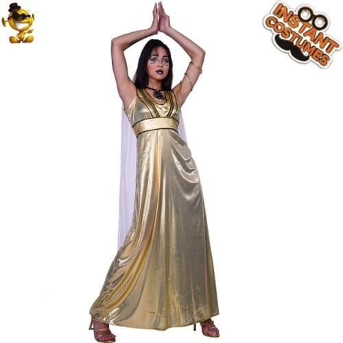 Ladies Egyptian Queen Costume Halloween Adult Cleopatra Cosplay Party Fancy Dress Ancient Egypt Goddess Dress for Women