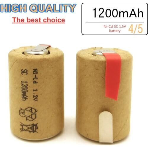 ZONE ONE 18PCS High quality 4/5 SC battery NI-Cd 1.2V 1200mah rechargeable battery with tab forLED electric tools