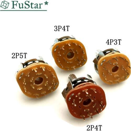 2PCS RS25 Shaft Panel Mount 1P11T 2P4T 2P5T 2P6T 3P3T 3P4T 4P3T Rotary Switch Selector Band Shift Rotary Switch Know Switch Hot