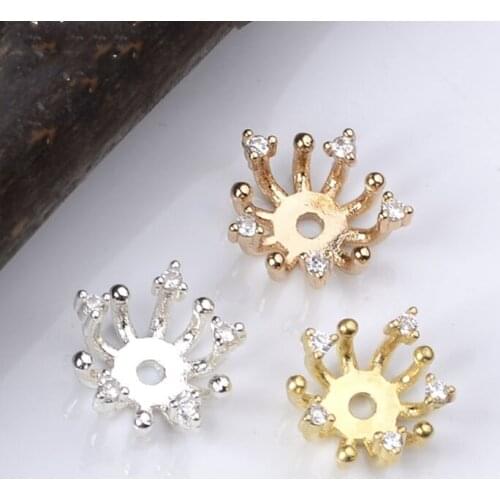 20pcs 10x5mm Brass Cubic Zirconia Claw Flower Spacer Bead End Caps for DIY Bracelet Necklace Jewelry Findings