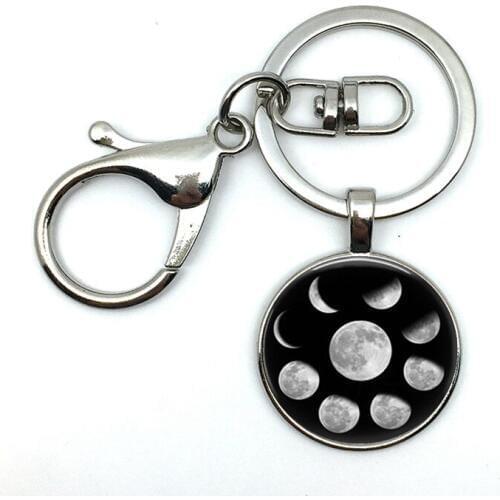 2018 / Fashion Hot Style Moon 24 Hour Change Pattern Round Pendant Key Chain