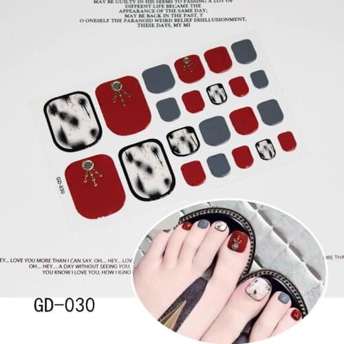 22tips Toenail Sticker Full Cover Catton Waterproof Sticker Wraps Toe Nail DIY Nail Art Accessories Toenail Decals