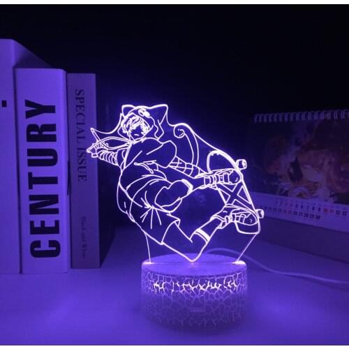 Skateboard Boy 3D LED Lamp Anime Figure Home Bedrooom Table Decoration Night Light for Couple Children Holiday Birthday Gifts