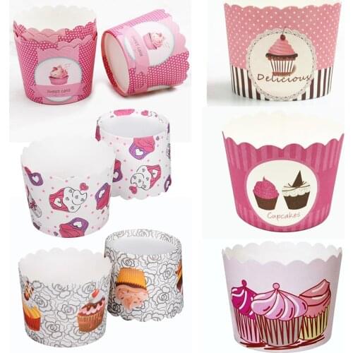 50PCS Pink Candy Cupcake cake Paper Baking Cake Cup Liners Muffin Kitchen Cases Cups for wedding birthday party cake decoration