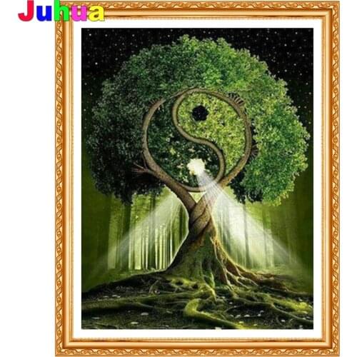 Chinese elements Yingyang DIY diamond painting full square/round drill mosaic Tai Chi tree diamond embroidery home decor