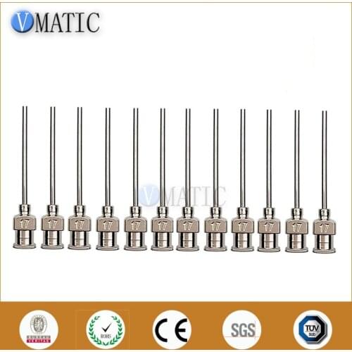 Free Shipping 12Pcs 1 Inch Needle Tip Length 17G Blunt Stainless Steel Dispensing Syringe Needle Tip Glue Dispenser Needle