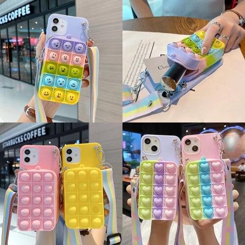 Case for Samsung A9 A7 A6 Plus J8 J6 J4 2018 J7 Prime J530 Coin Bags Bubble Decompression Phone Cover for Galaxy M11 M21S M31