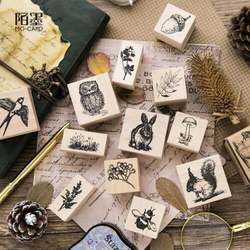Forest animal series wood stamp owl squirrel wooden rubber stamps for scrapbooking Handmade card diy stamp Photo Album Craft
