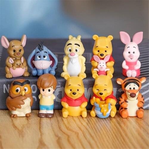 10Pcs/Set Disney Winnie the Pooh Piglet Tiger Eeyore Action Figures Collection Toys model children room Decoration for kids Gift